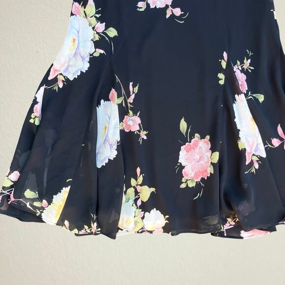 Black floral godet midi skirt romantic Y2K boho chic whimsigoth fairy castlecore - Picture 3 of 6